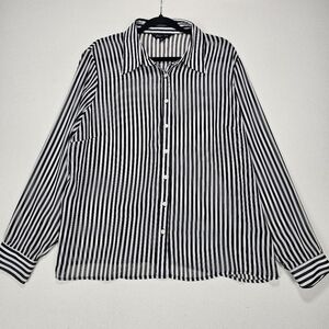 Chapter One Minimalist Striped Blouse Black and White Size 2X